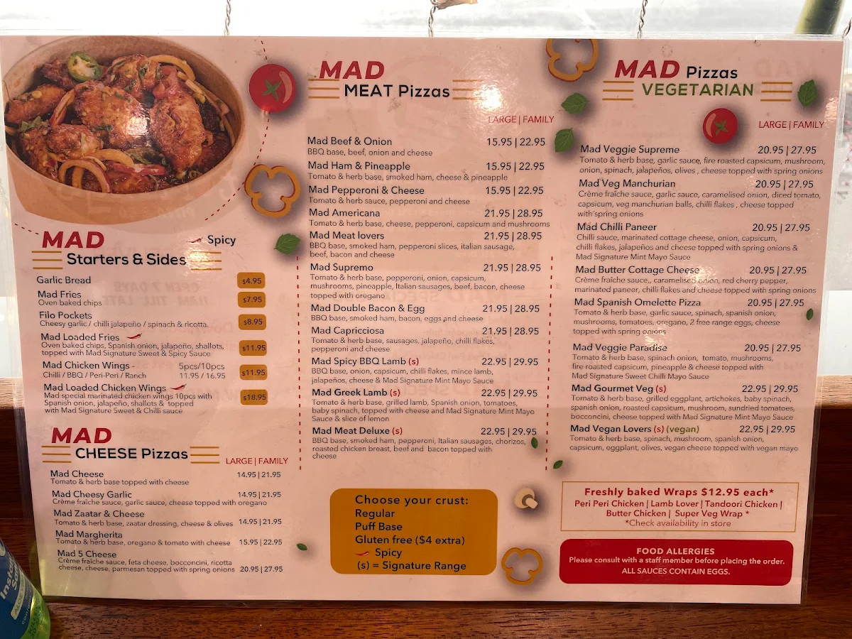 Menu, MadTopppings Kellyville Ridge