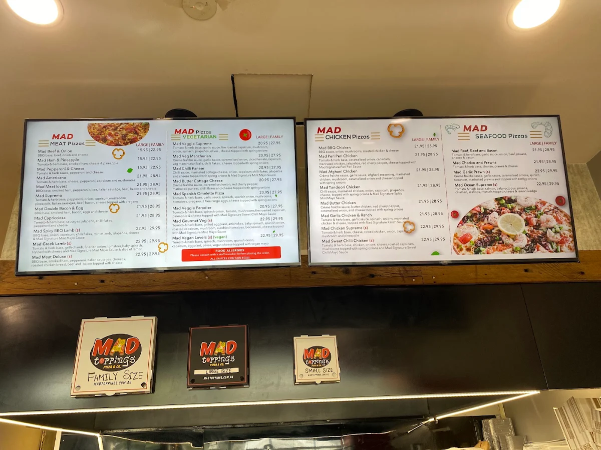 Menu, MadTopppings Kellyville Ridge
