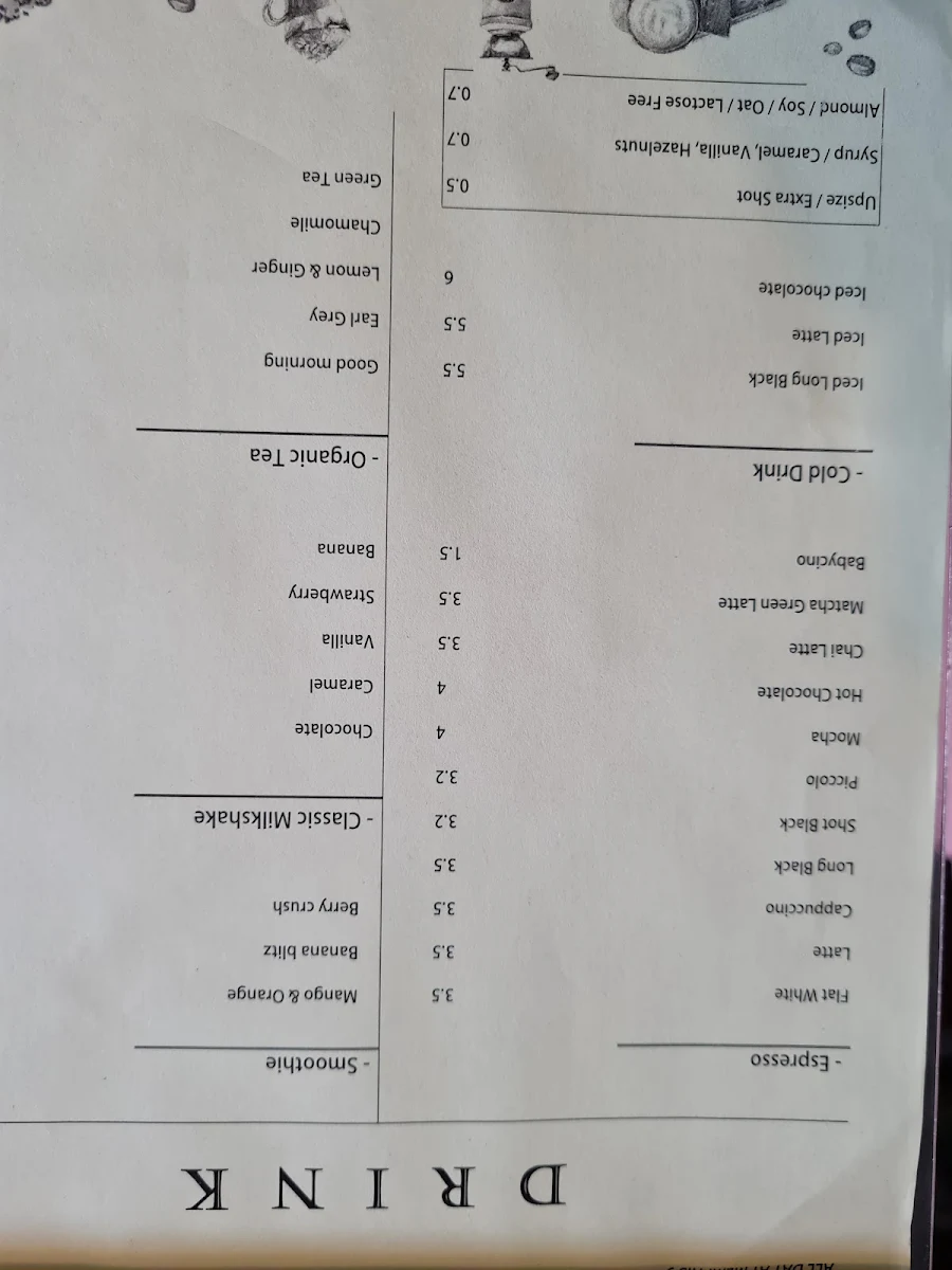 Menu, Memphis9 Cafe