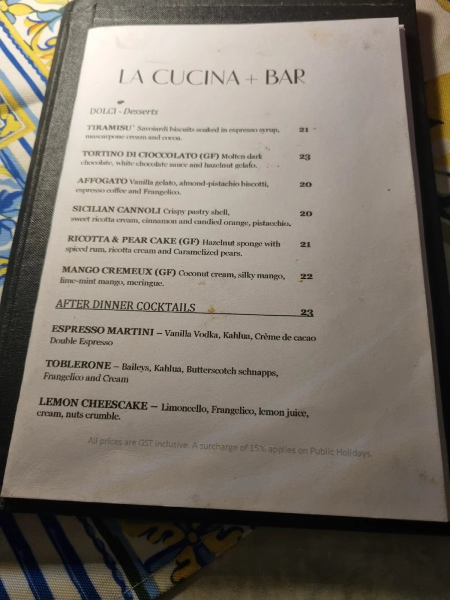 Menu, Sassi Cucina