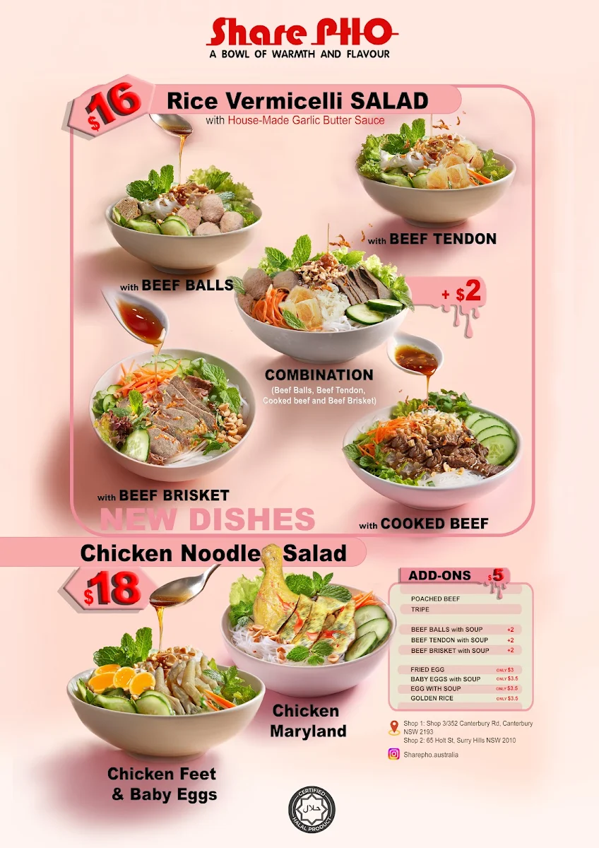 Menu, SharePHO Canterbury