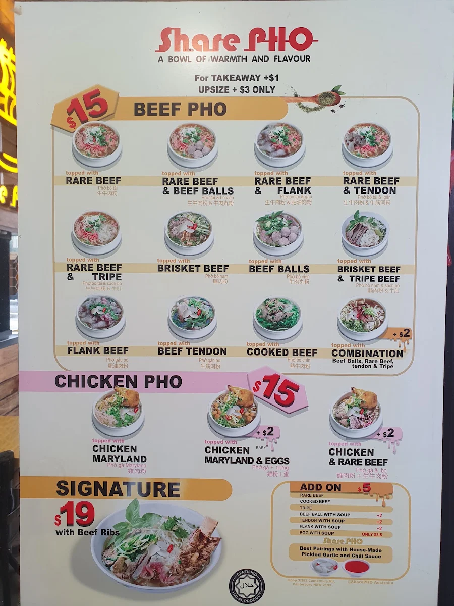 Menu, SharePHO Canterbury