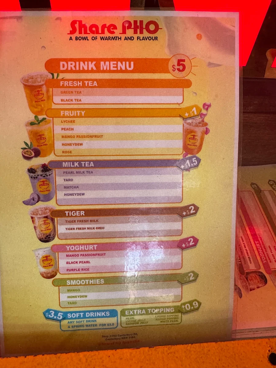 Menu, SharePHO Canterbury