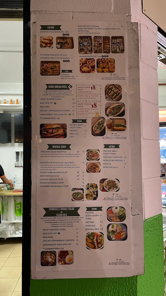 Menu, The BAMI Darwin City