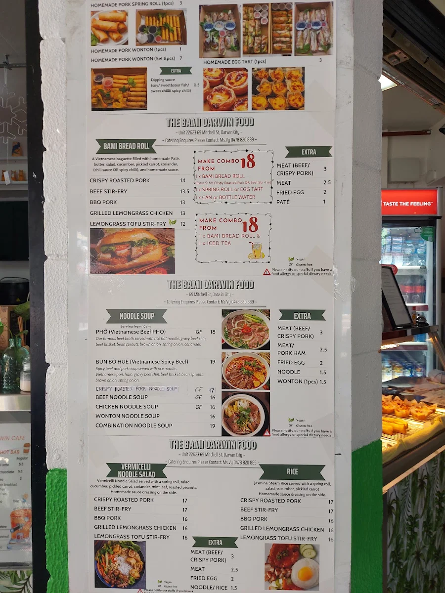 Menu, The BAMI Darwin City