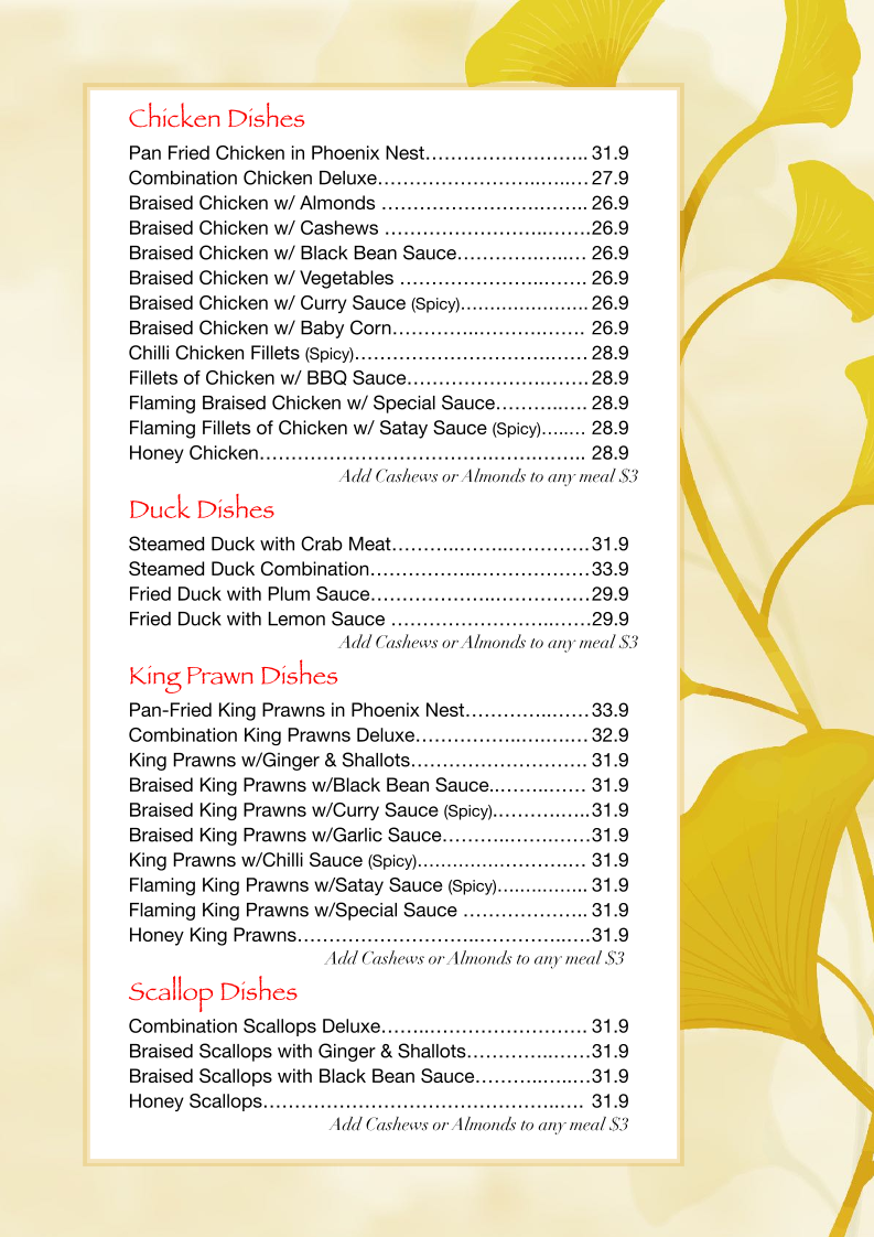 Menu, Chinese Holiday Restaurant