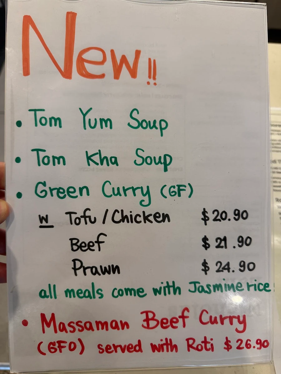 Menu, Green Chopsticks