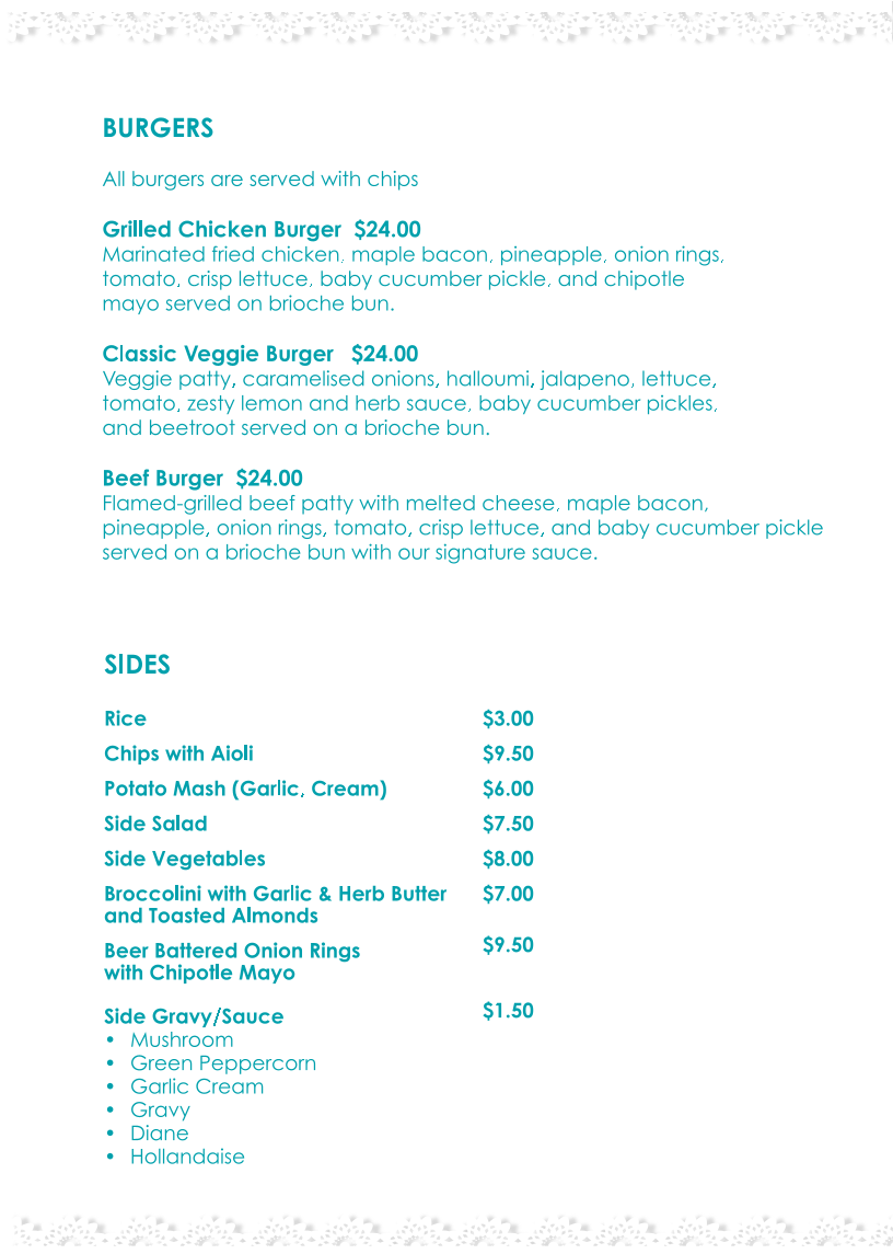 Menu, The Steaming Cup
