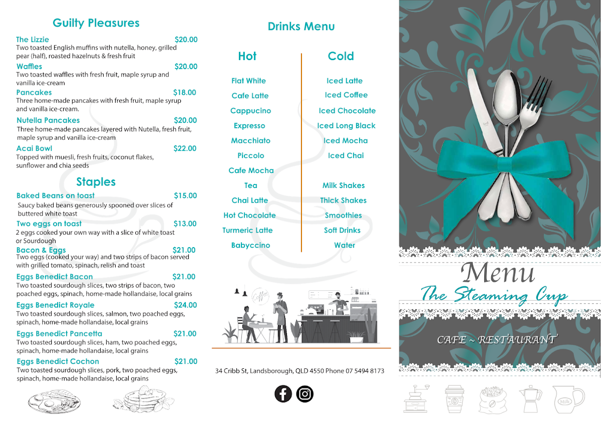 Menu, The Steaming Cup
