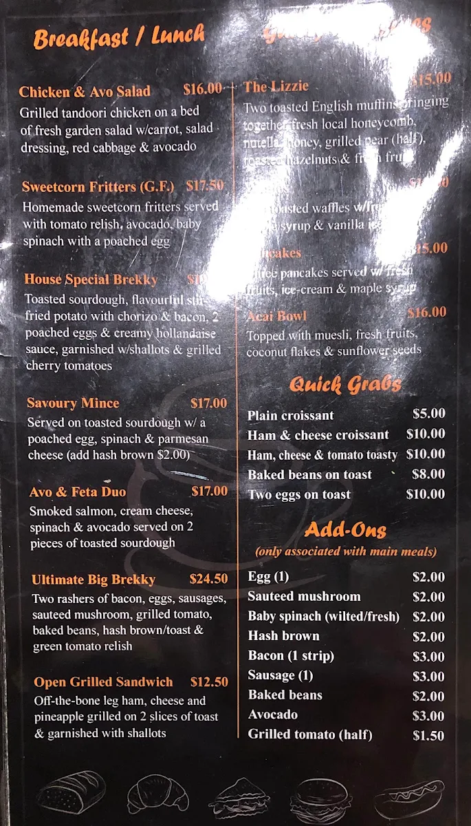 Menu, The Steaming Cup
