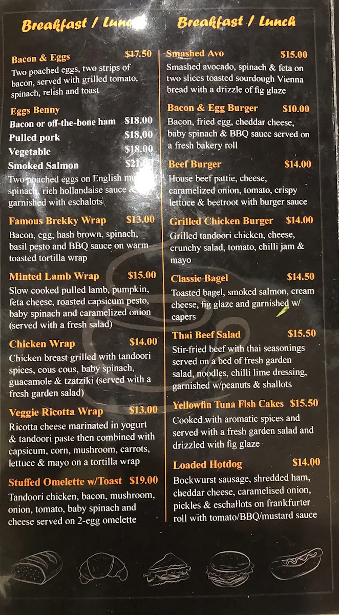 Menu, The Steaming Cup