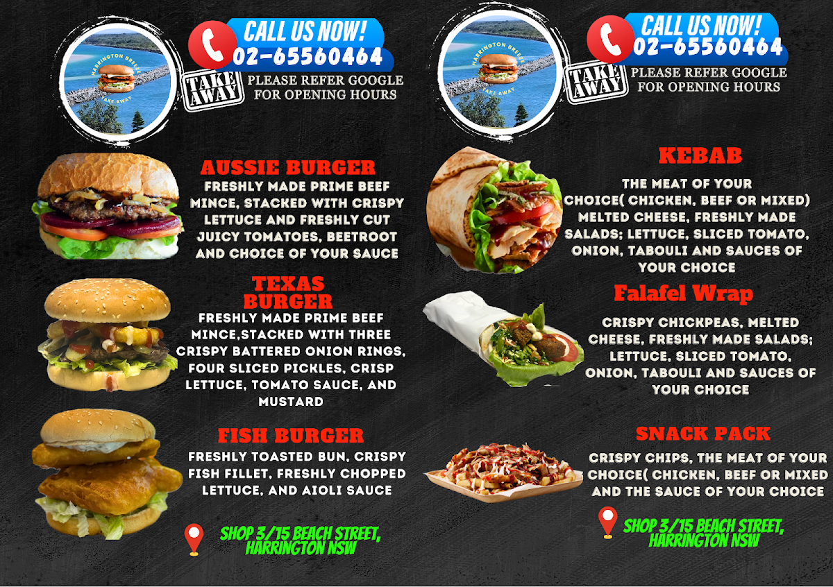 Menu, Harrington Breeze