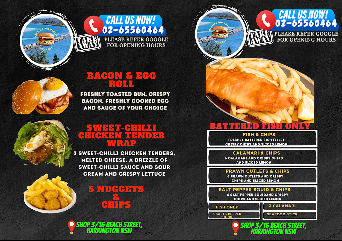 Menu, Harrington Breeze