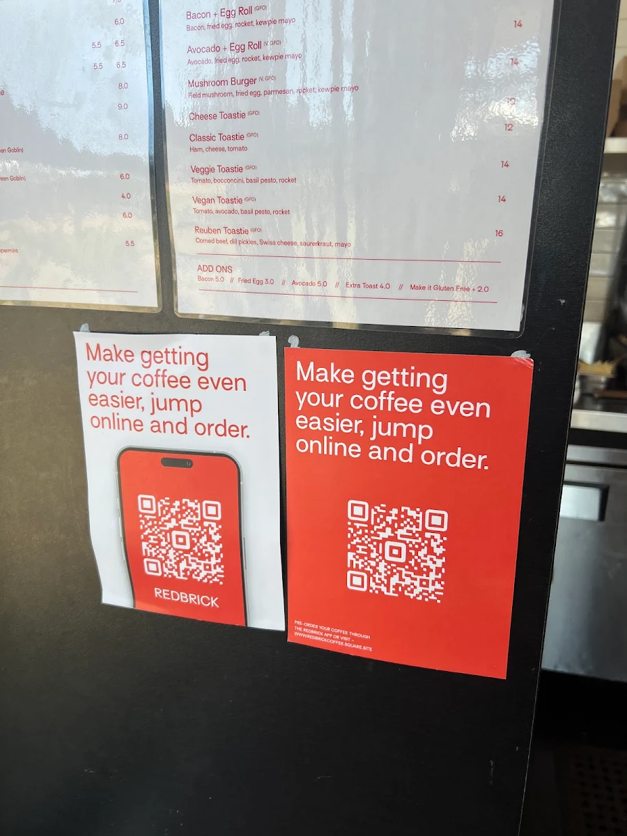 Menu, Redbrick Coffee Curtin
