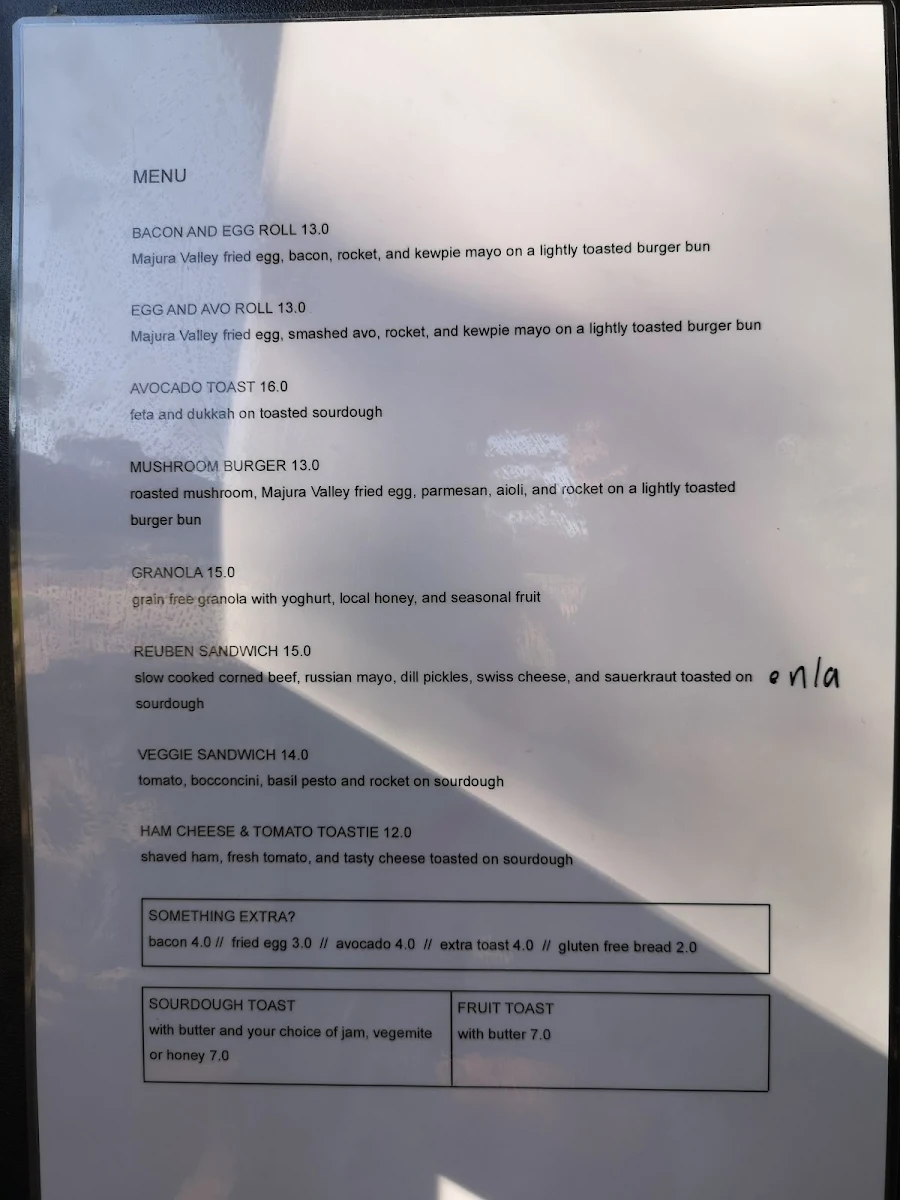 Menu, Redbrick Coffee Curtin