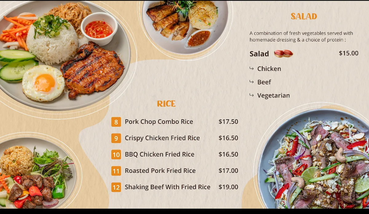 Menu, CHOPSTICKS INNALOO