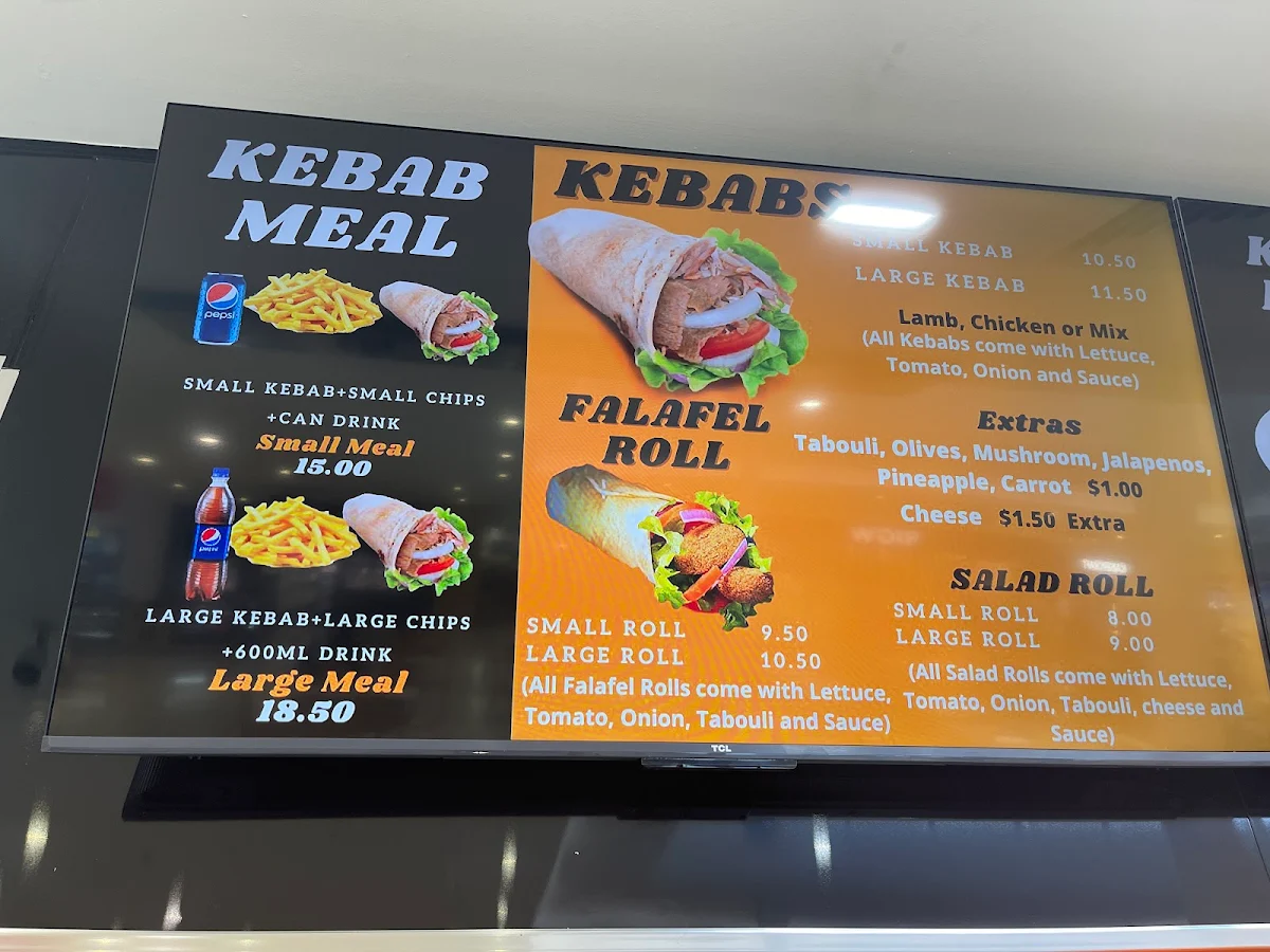 Menu, Kebab zone Beenleigh