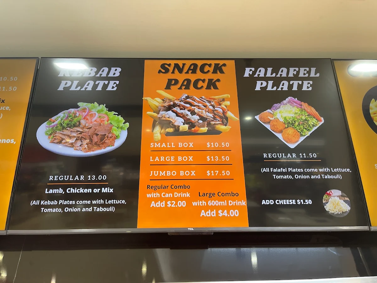 Menu, Kebab zone Beenleigh