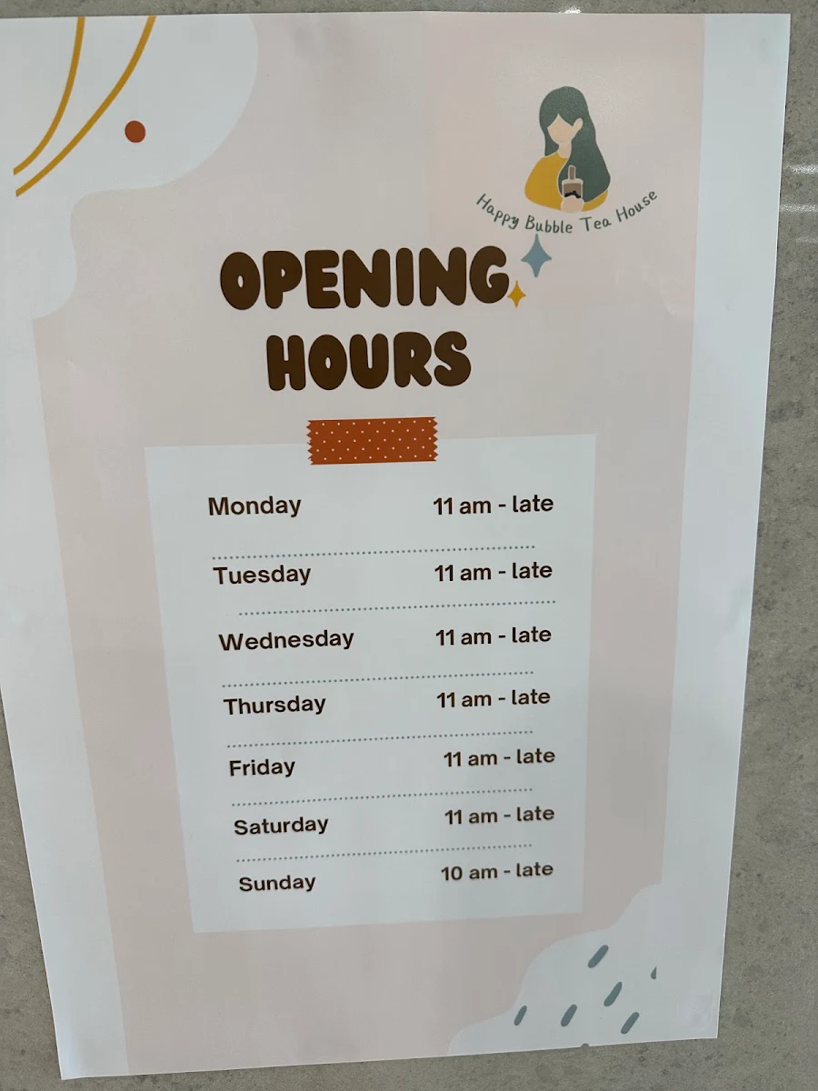Menu, Happy Bubble Tea House