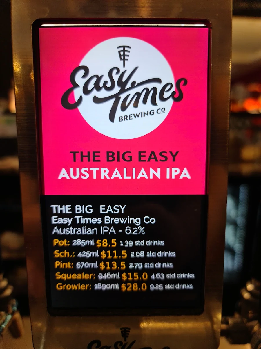 Menu, Easy Times Brewing Company