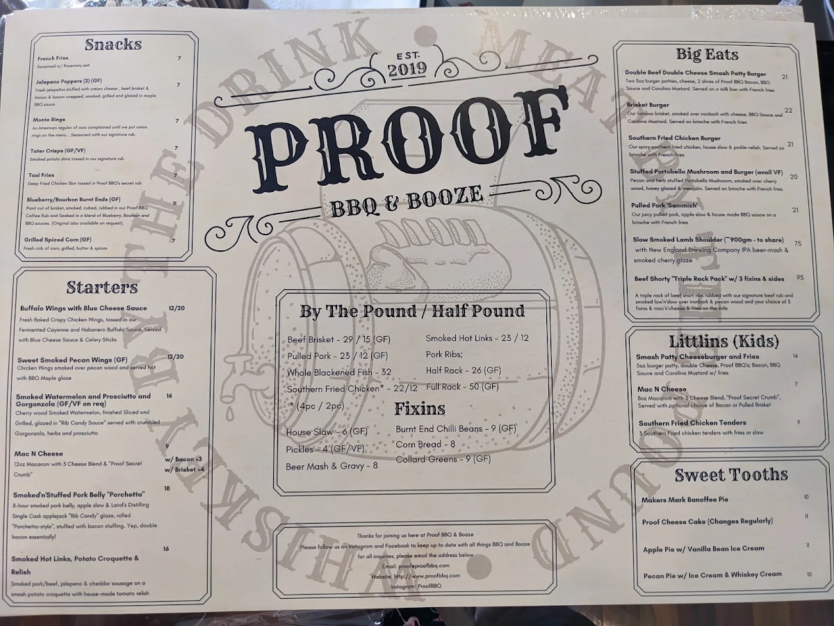Menu, Easy Times Brewing Company