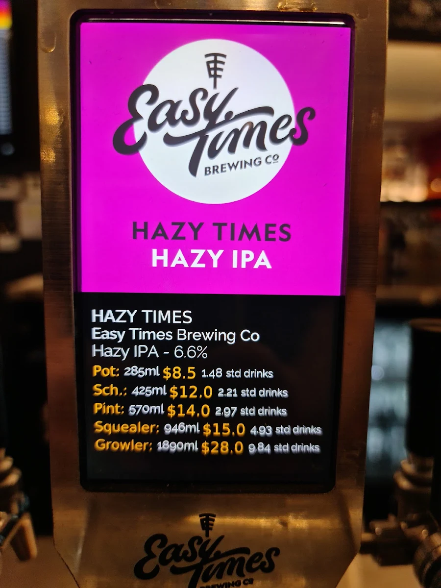 Menu, Easy Times Brewing Company