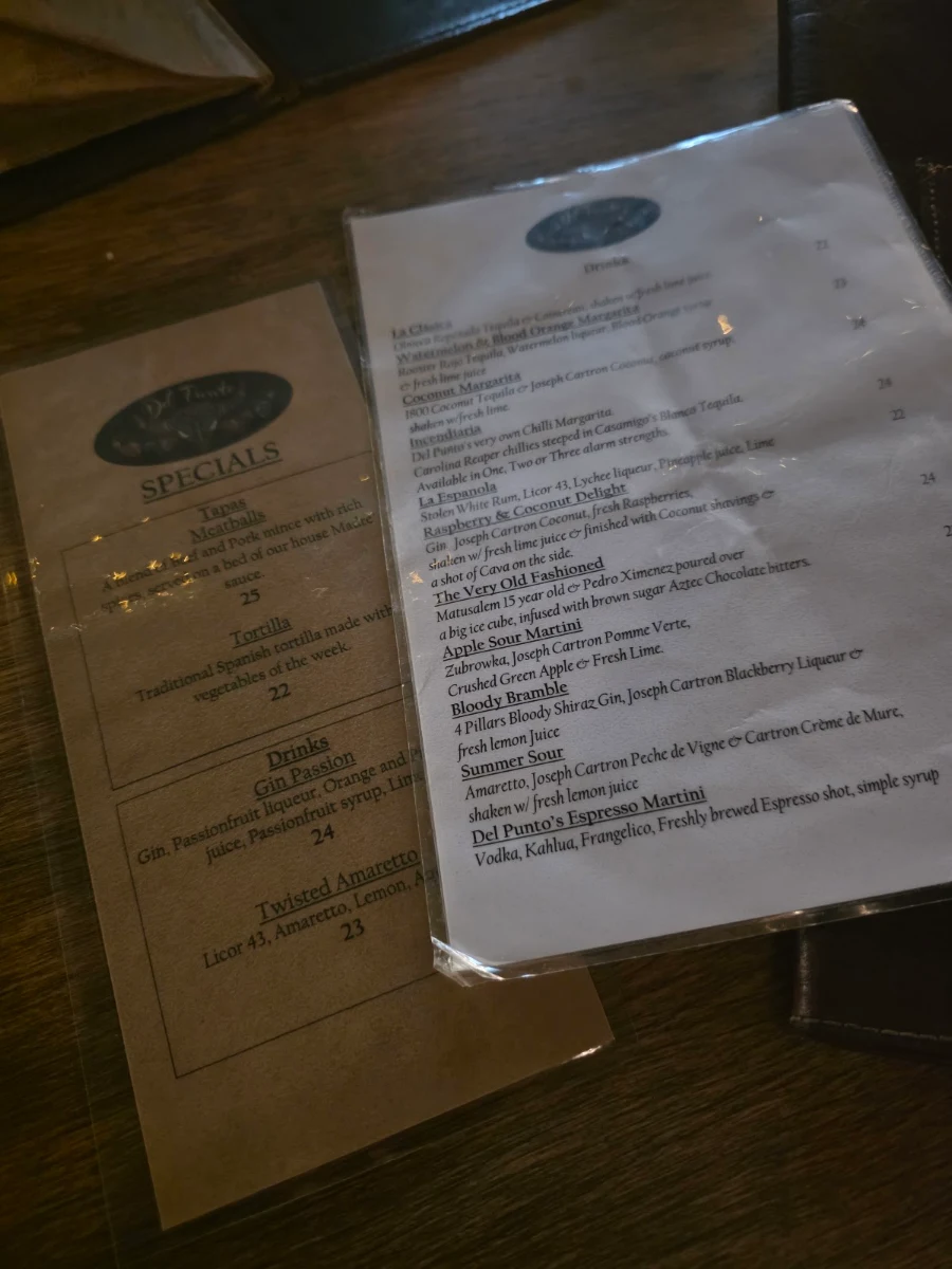 Menu, Del Punto