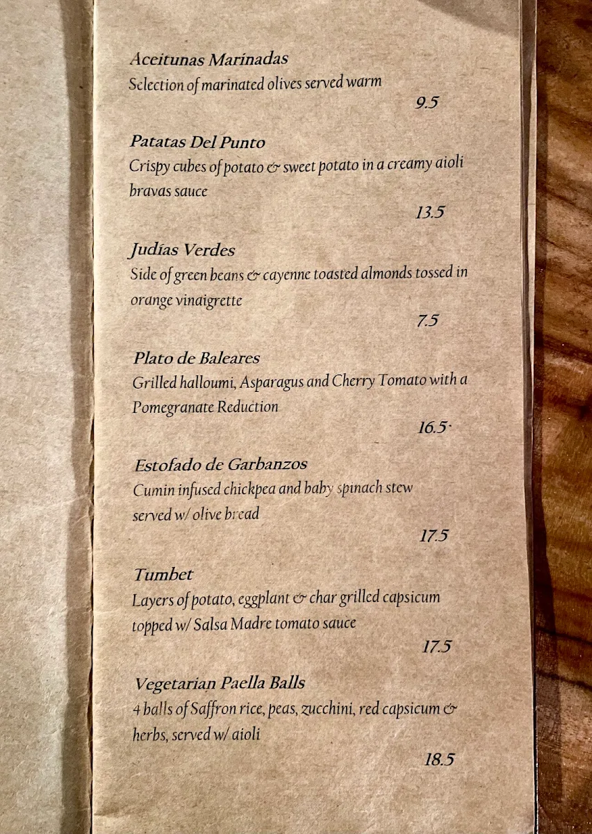 Menu, Del Punto
