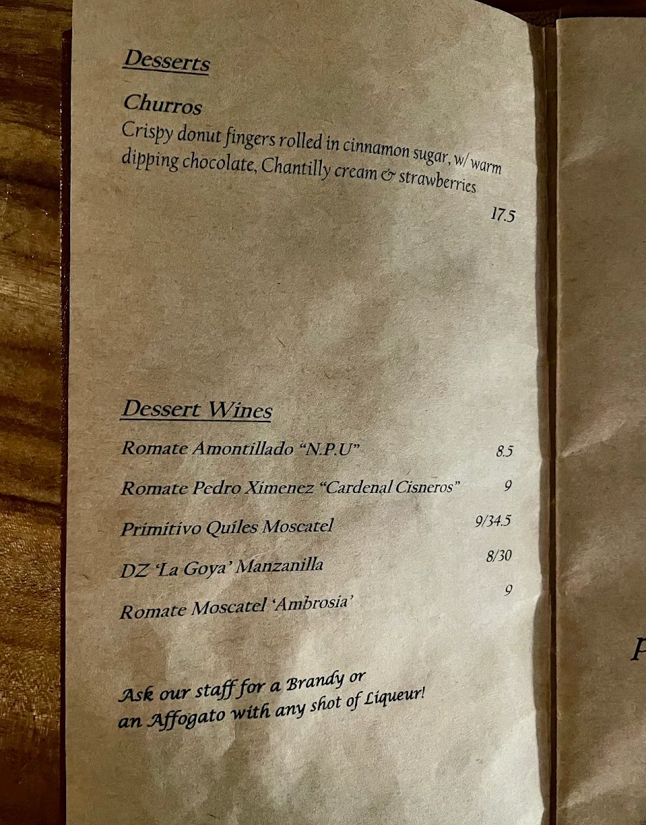 Menu, Del Punto