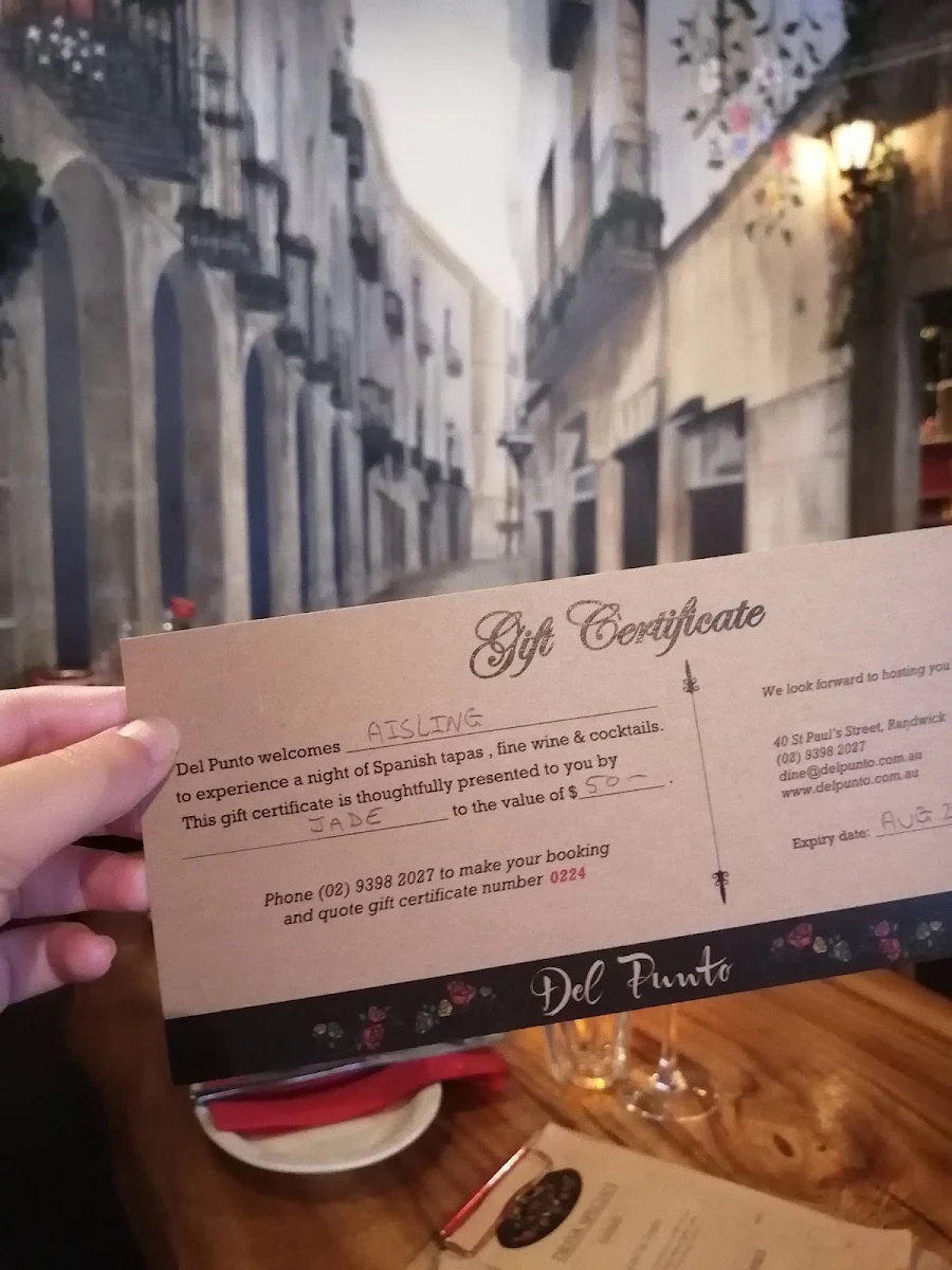 Menu, Del Punto