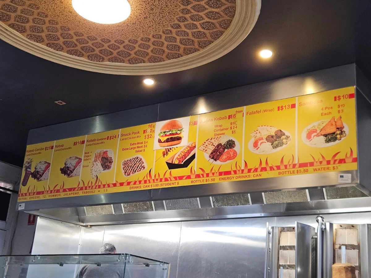 Menu, Doncaster Hot Kebab