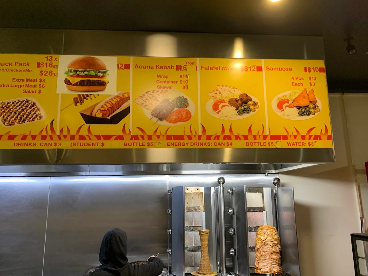 Menu, Doncaster Hot Kebab
