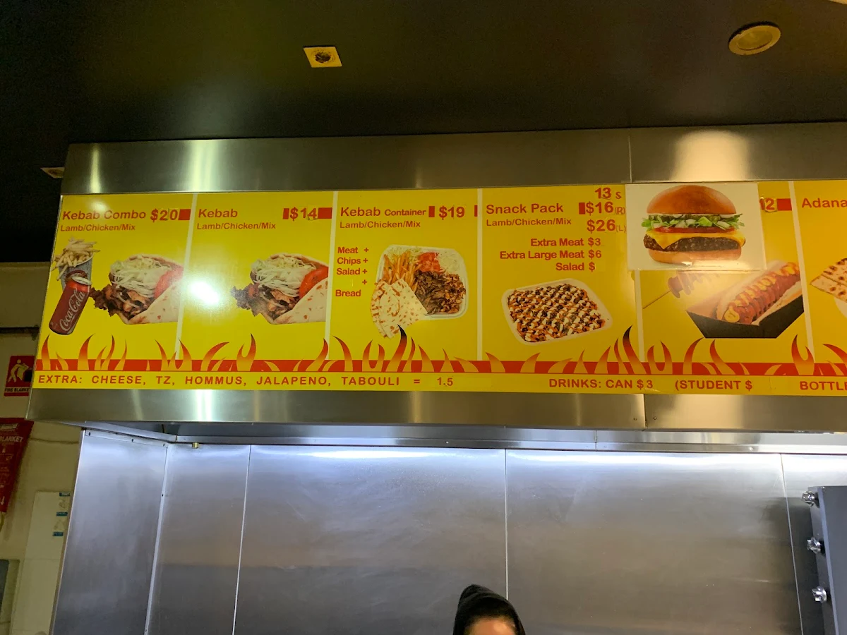 Menu, Doncaster Hot Kebab