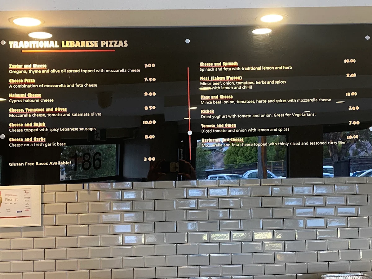 Menu, Pizzabox Café