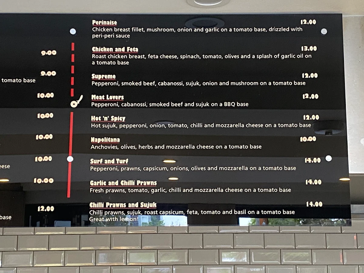 Menu, Pizzabox Café