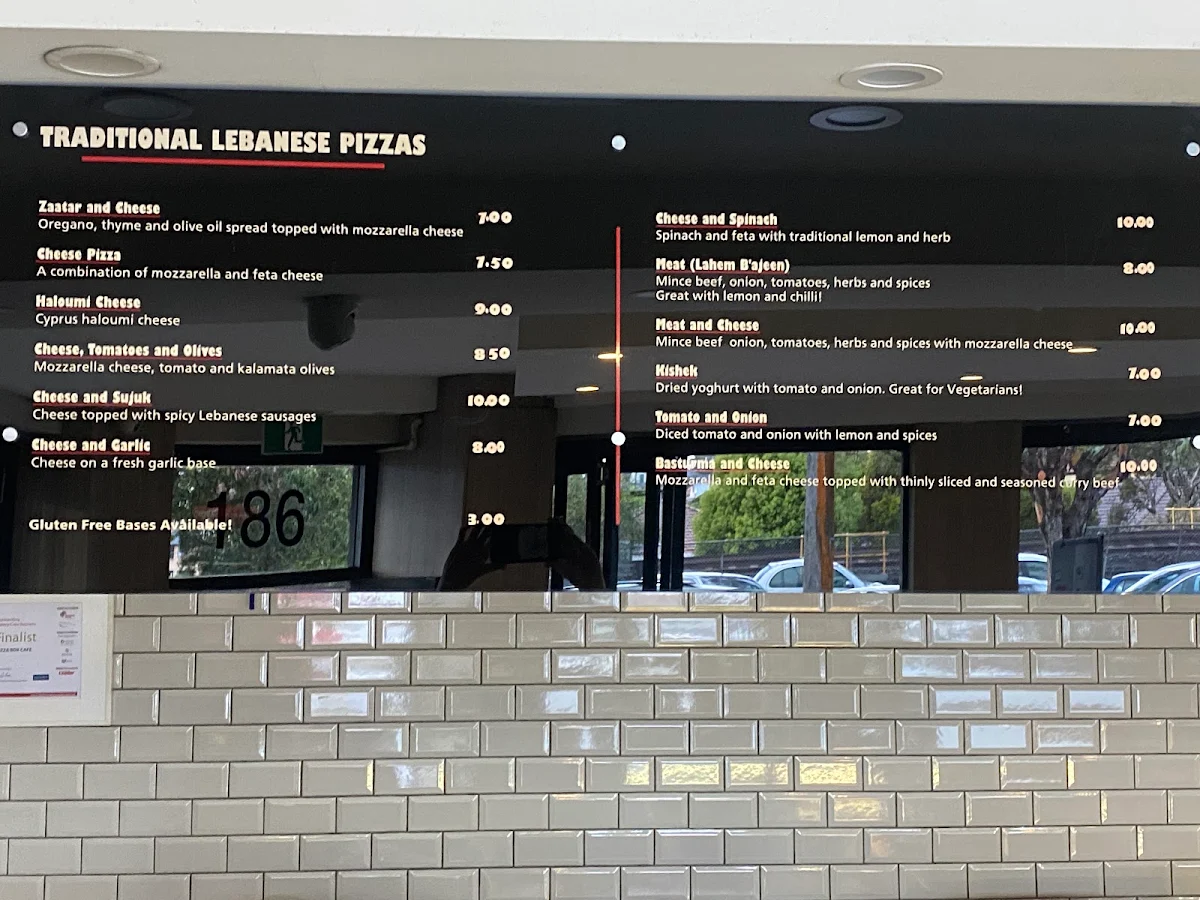 Menu, Pizzabox Café
