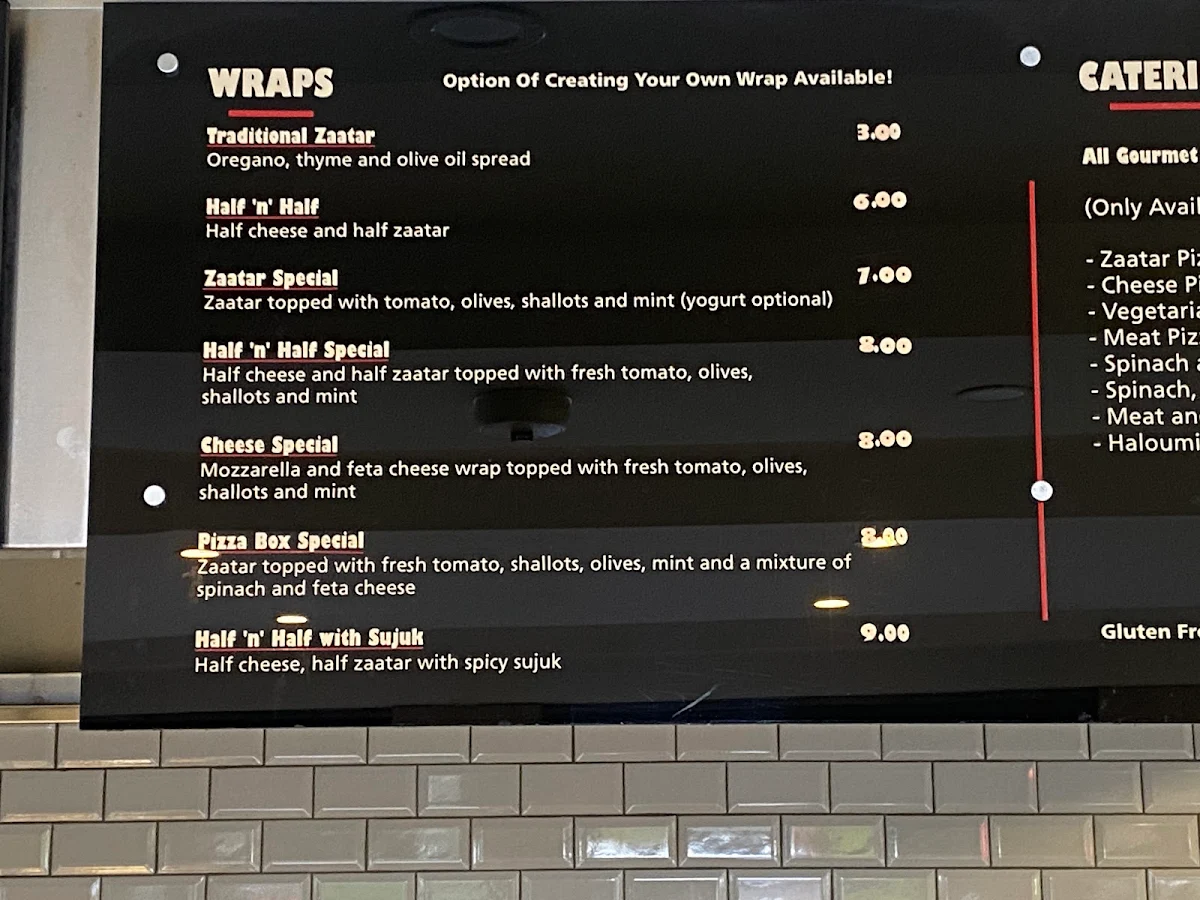 Menu, Pizzabox Café
