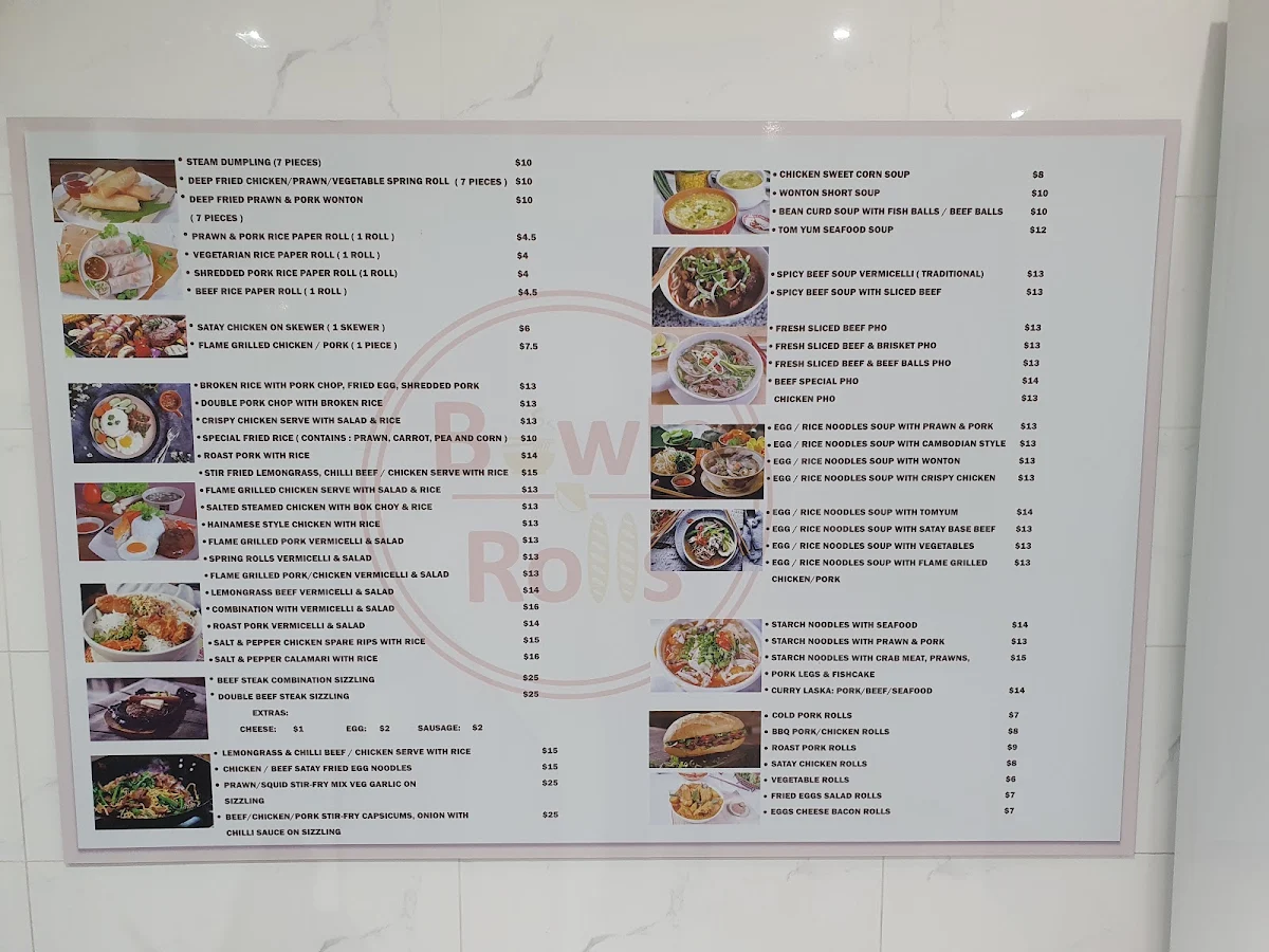 Menu, Pho n Rolls