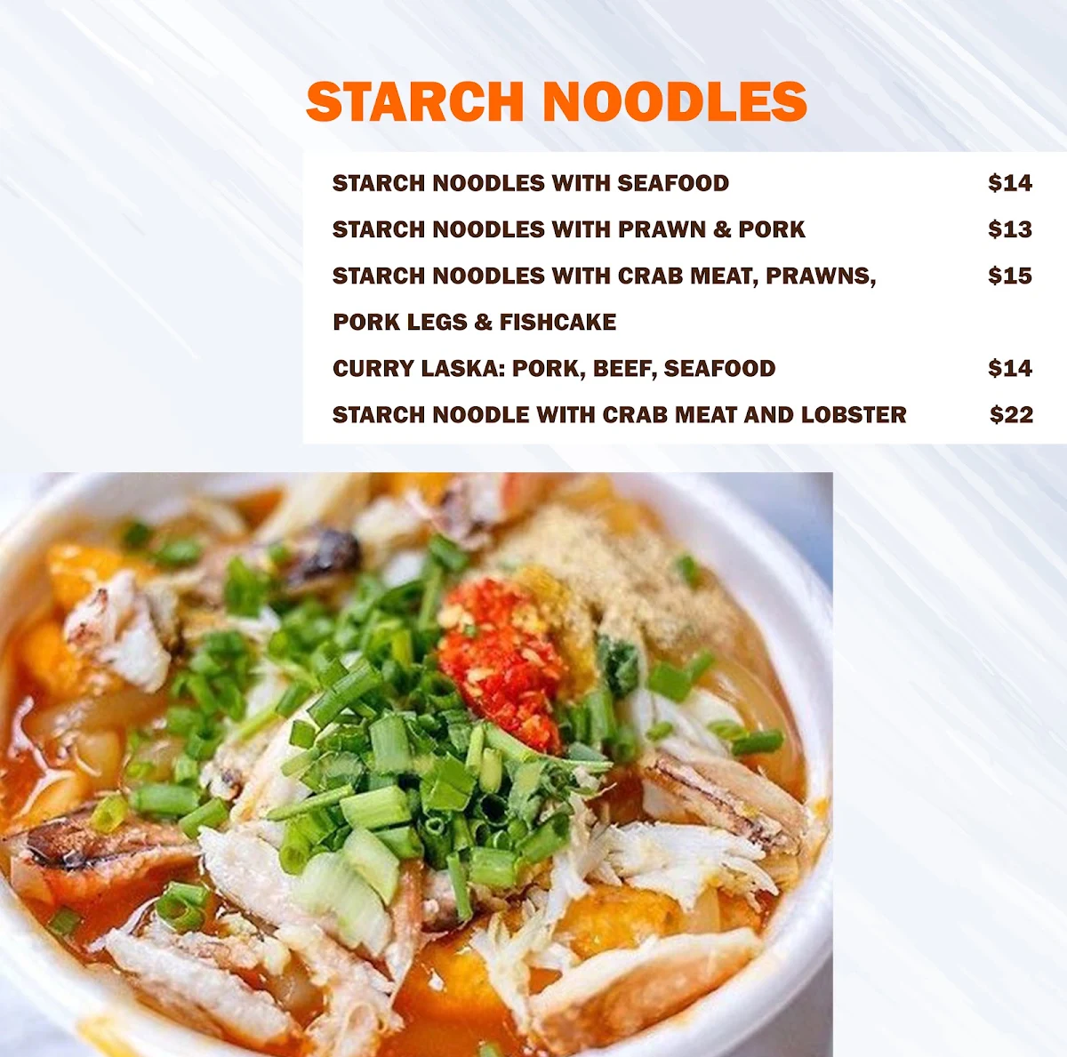 Menu, Pho n Rolls