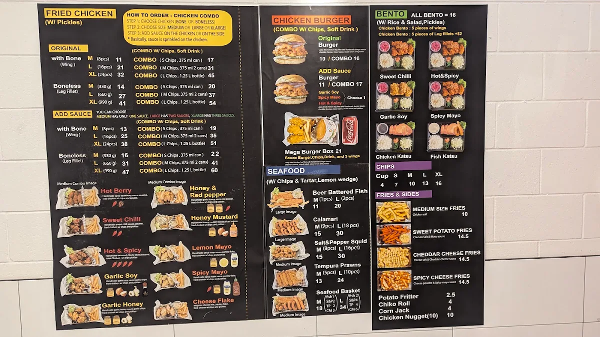 Menu, Wingman korean Fried chicken