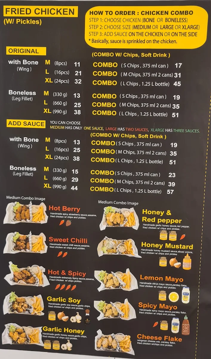 Menu, Wingman korean Fried chicken