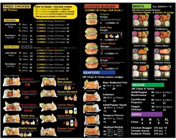 Menu, Wingman korean Fried chicken