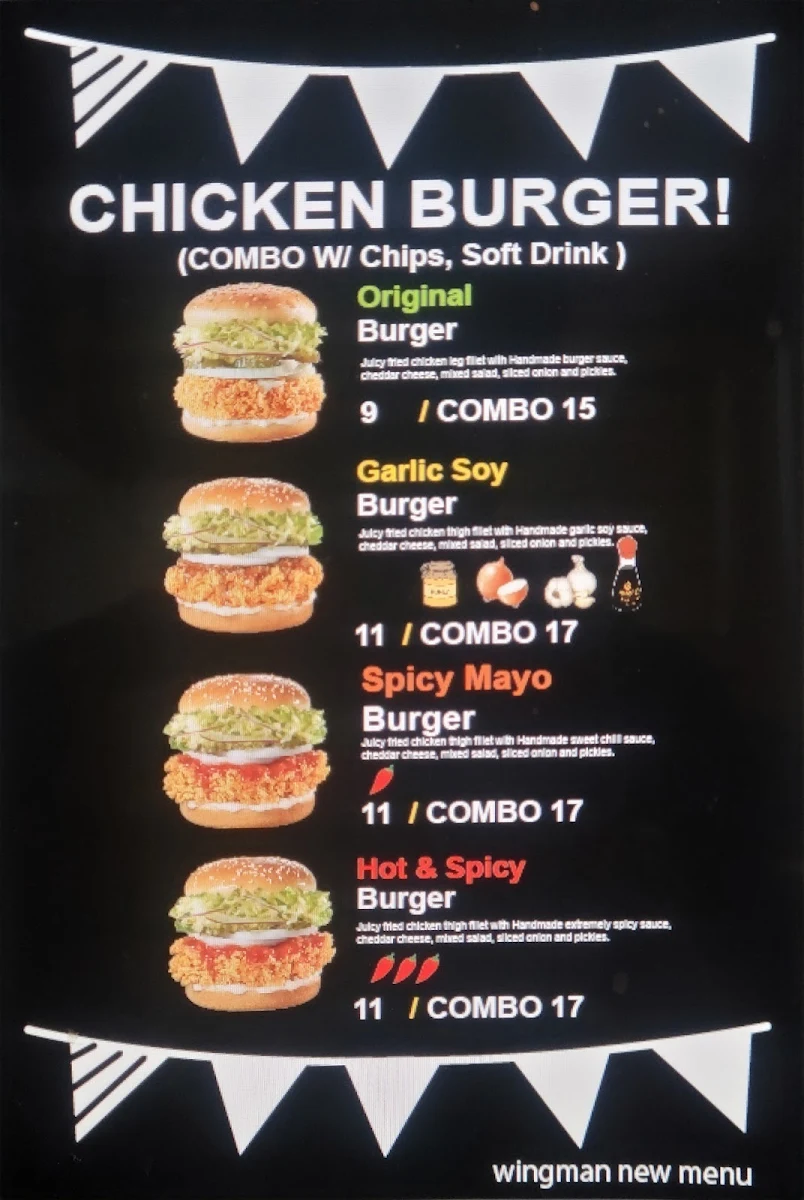 Menu, Wingman korean Fried chicken