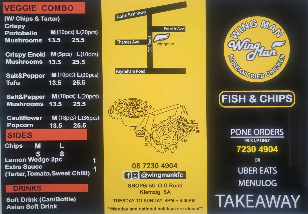 Menu, Wingman korean Fried chicken