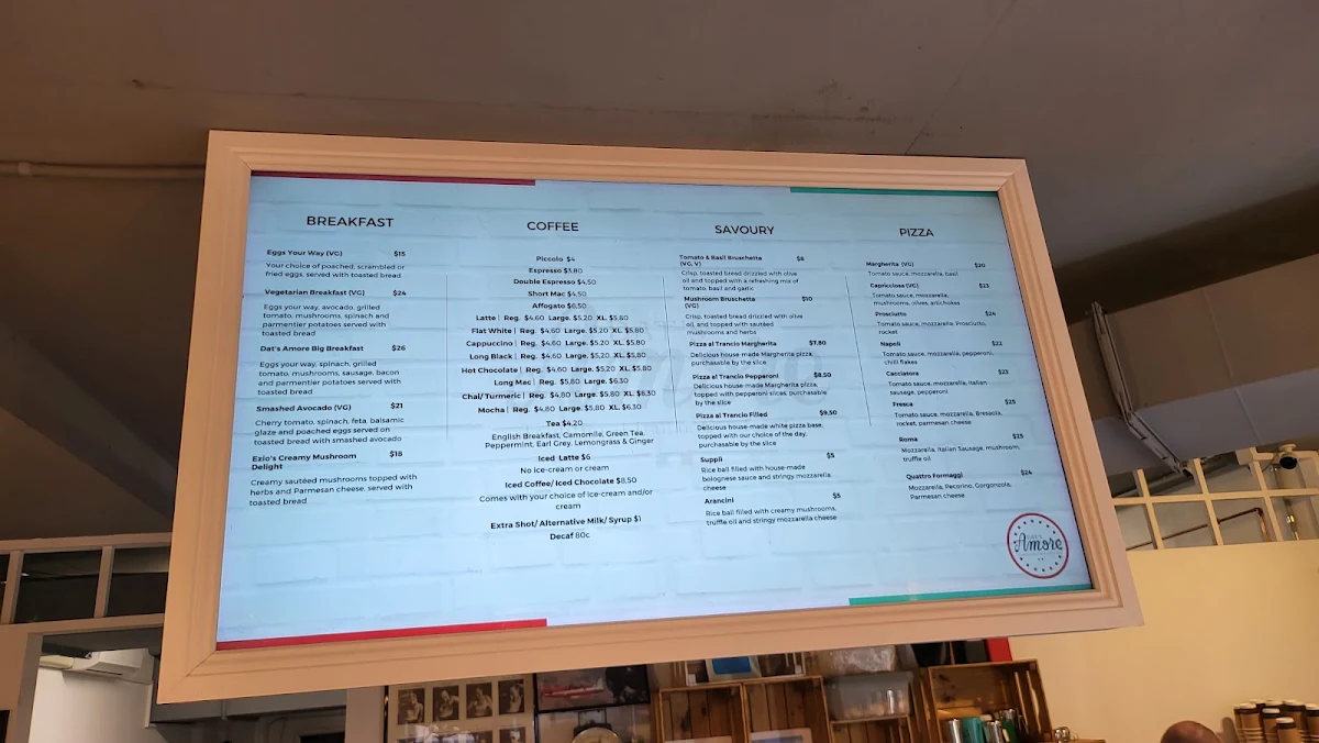 Menu, DAT'S Amore