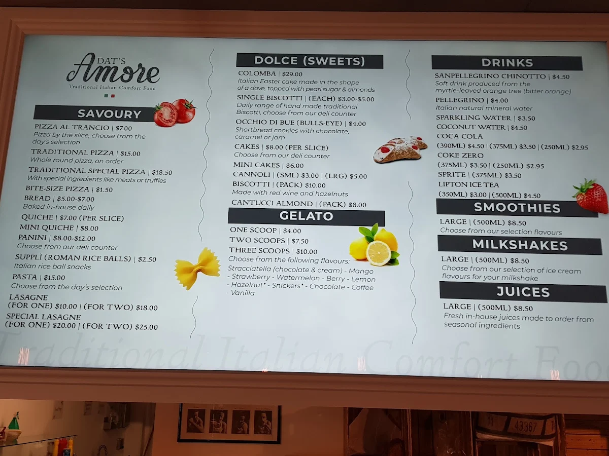 Menu, DAT'S Amore