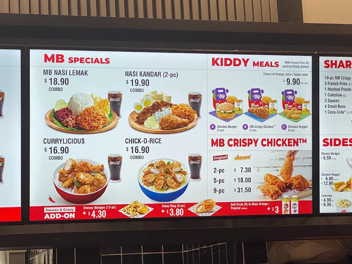 Menu, Marrybrown Melbourne Central