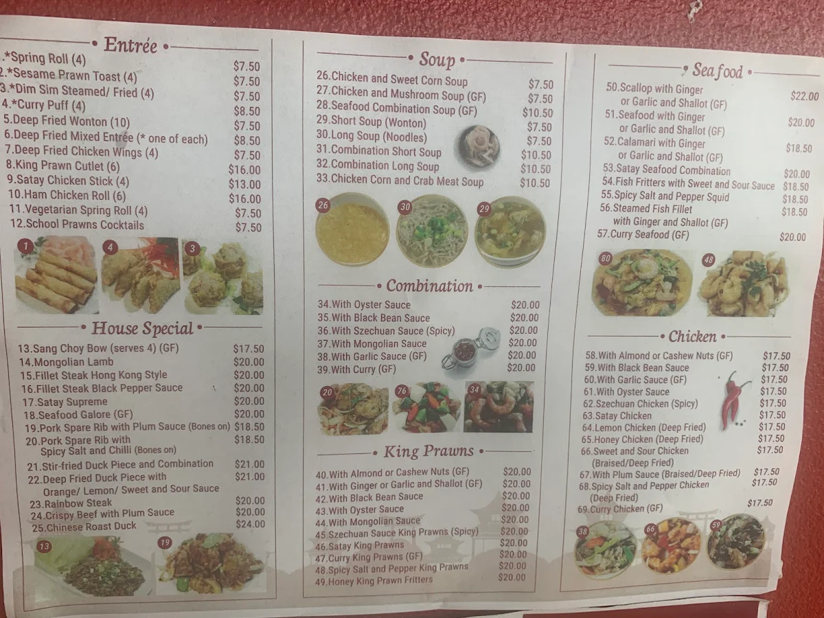Menu, Golden Lake Chinese Restaurant