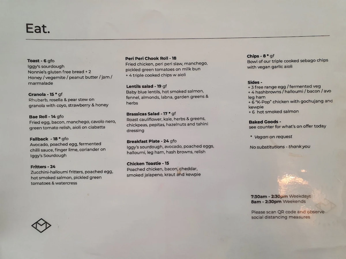 Menu, Mecca Coffee - Alexandria