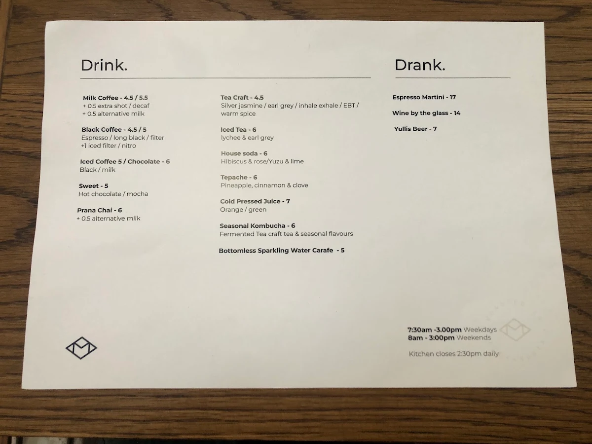 Menu, Mecca Coffee - Alexandria